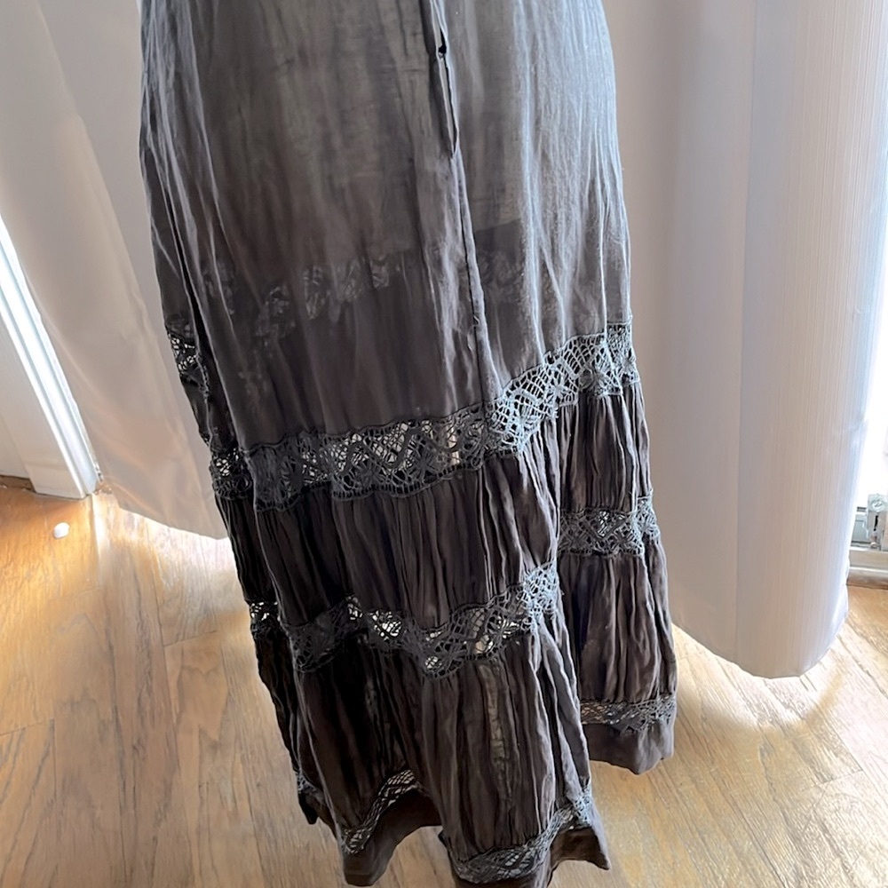 Blue (French brand) S/M gray sheer cotton embroidery dress 3/4 sleeve NWT beauty - Picture 6 of 10